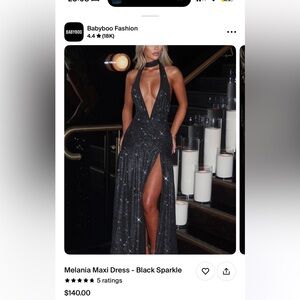 Black Plunge Neck Sleeveless Backless Gown